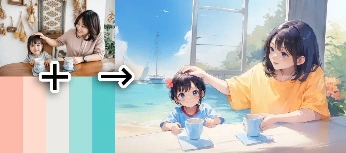 DataChef AI-anime: esimerkki - väripaletti "pastelliranta"