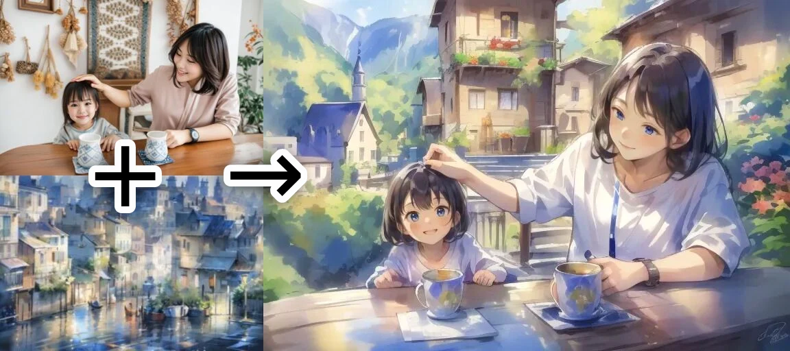 DataChef AI-anime: esimerkki - teema "pastellinsävyinen satamakaupunki"