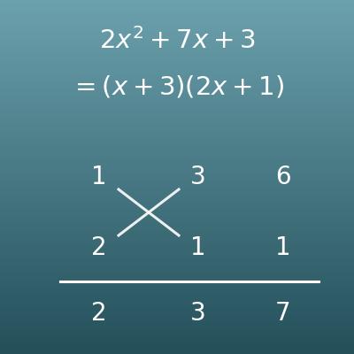 因数分解計算機（二次式・たすき掛けの筆算表示）