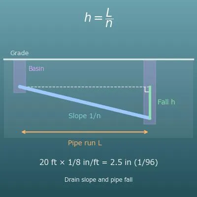 Drain Slope and Pipe Fall Calculator (Inches per Foot, 1/n, Percent)