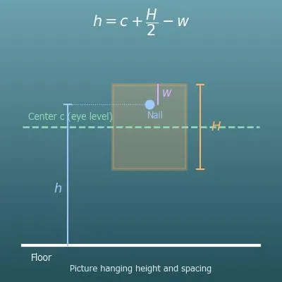 Picture Hanging Height and Spacing Calculator (Nail Height, Gallery Wall)