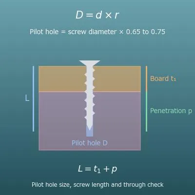 Pilot Hole and Screw Length Calculator (#6, #8, #10 Wood Screws)