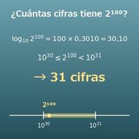 Calculadora del número de cifras de una potencia (¿cuántas cifras tiene 2^100? Primera cifra)