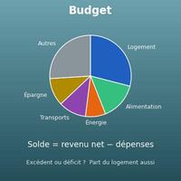 Calcul du budget mensuel (revenus, dépenses et part du logement)