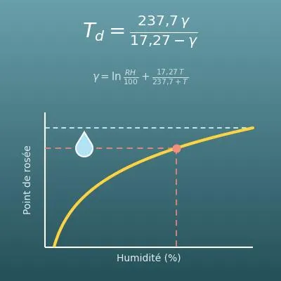 Point de rosée (calcul entre température, humidité relative et point de rosée)