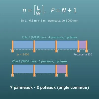 Calcul de clôture (poteaux, panneaux, traverses et lames)