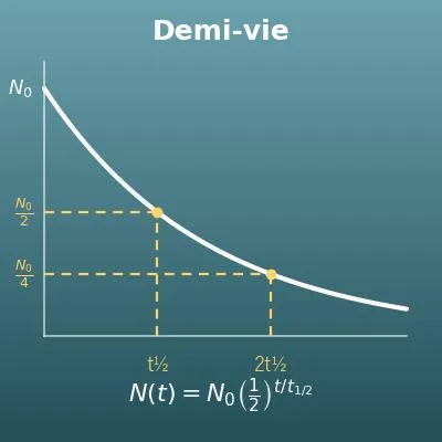 Calcul de demi-vie (quantité initiale, quantité restante, durée, demi-vie)