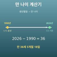 나이 계산기(기준일의 만 나이·세는 나이 계산)