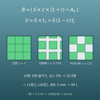 잔디 계산기(뗏장 평수·장수와 배토 양)