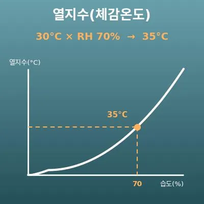 열지수 계산기(기온과 습도로 여름 체감온도 계산)